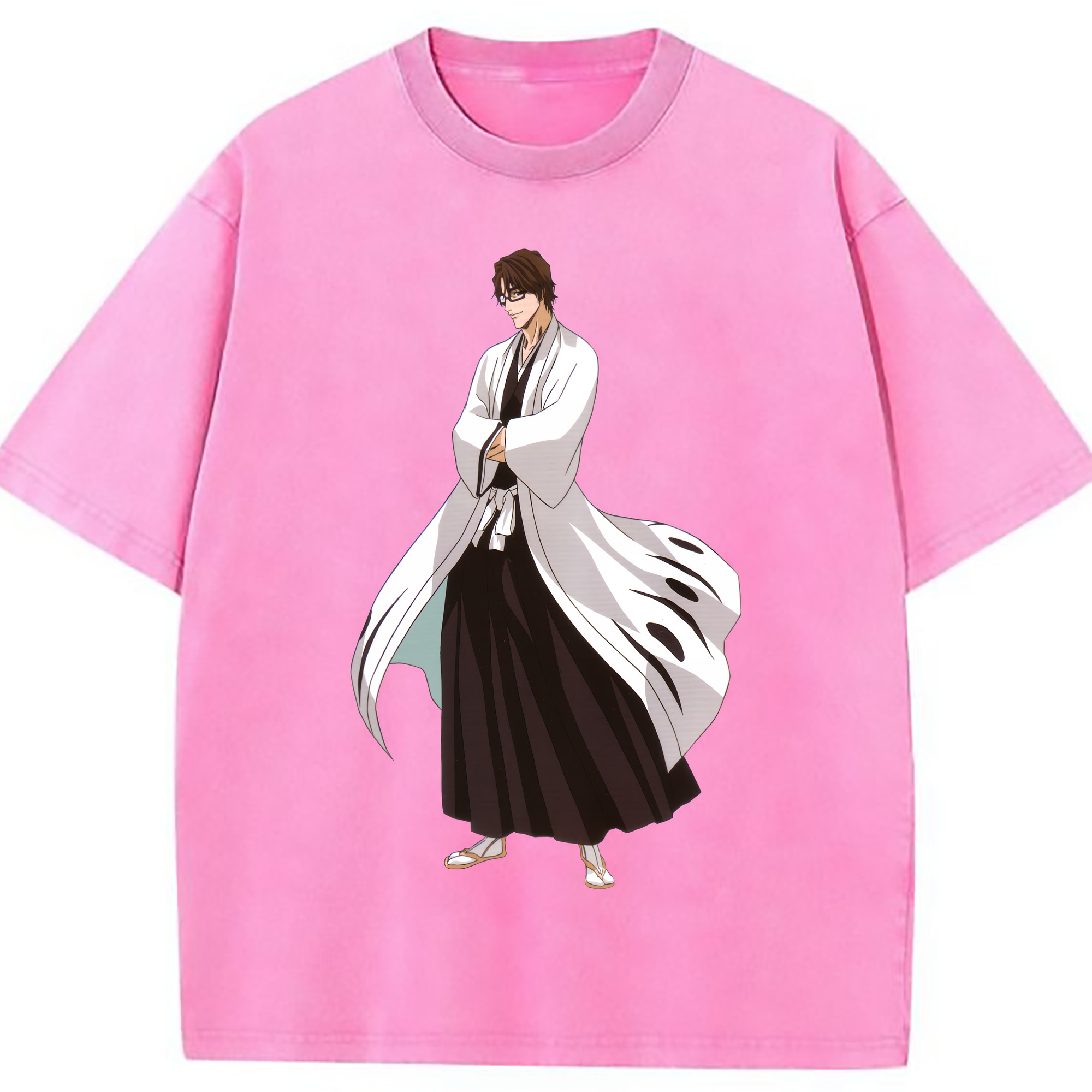 （画像用） ブリーチ 藍染 惣右介（あいぜん そうすけ） BLEACH Aizen Sousuke 綿100% ヴィンテージ風 半袖Tシャツ（フロントプリント）
